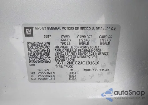 2018 GMC Sierra 1500 Slt из США, поврежденный, VIN 3GTU2NEC2JG191610